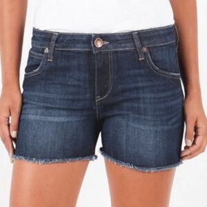 KUT FROM THE CLOTH GIDGET FRAY SHORT DENIM JEAN MID RISE SHORTS WOMENS SZ 0